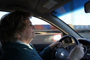 mom behind the wheel