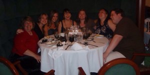 My sisters, brother-in-law, and mom at one of our dinners on the cruise!